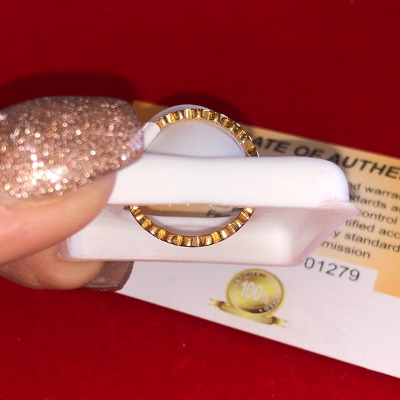 18k yellow gold vermeil beautiful ring with Swarovski crystals Elegant band Ring - Picture 7 of 7